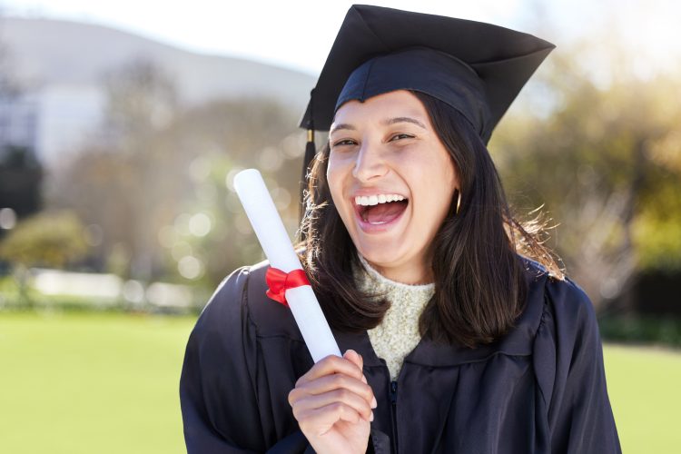 Cropped portrait of an attractive young female student celebrating on graduation day.